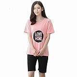 Spinas（スピナス） マタニティ 夏用 パジャマセット ピンク 授乳口付 半袖 短パン（XXXL）