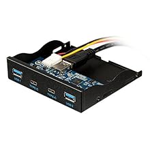 BlueFire USB 3.0 2ポート+ USB 3.1タイプC 2ポート3.5インチフロントパネルUSBハブ [20Pinコネクタ＆2ftアダプタケーブル] メタルフロントパネル USBハブ