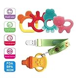 [Gupamiga][Baby Teething Toys Free Soft Silicone Baby Fruit Teethers Toys with Pacifier Clip/Holder 