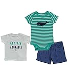 カーターズ Carter's ボディスーツ + ｔシャツ + パンツ　豪華3点セット 3-Piece Bodysuit & Shorts Set NB (50-55cm)