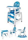 多機能ベビーチェア ハイチェア お食事椅子 学習机 揺り椅子 3wayで使えるデザイン hahaya 3段階リクライニング 5点式安全ベルト (ブルー)