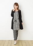 前開きマタニティ　パジャマ　長袖ギンガム×レイヤード風 /春〜春夏　スムース　マタニティ　パジャマ/授乳口付きマタニティ パジャマ 前開き 入院にもオススメ。長袖・ロング丈 (L, 黒)