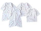 SHOMTY 新生児肌着 4枚セット(コンビ x 2枚 / 半袖 x 2枚) 綿100% 50-60cm (女の子)