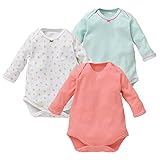 西松屋 EFD カリフォルニア綿 3枚組長袖ショルダーロンパース肌着（カラー無地・小花総柄）【70cm・80cm・90cm】 新生児 90