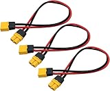3PCS XT60Hプラグ延長ケーブルXT60HプラグオスコネクタからXT60Hプラグメスコネクタワイヤアダプタ、11.8インチ14awgシリコンワイヤ付き