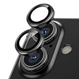 Podick カメラフィルム iPhone 16/16 Plus用 カメラカバー 9H強化ガラス アルミ合金 アイフォン16/16Plus用 カメラ保護 キズ防止 耐衝撃 高透過率 黒縁取り 露出オーバー防止 極薄 レンズカバー プロテクター ブラック