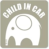 imoninn CHILD in car ステッカー　【マグネットタイプ】　No.01　ゾウさん　（グレー色）