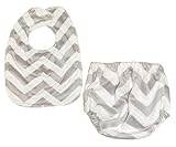 Caught Ya Lookin' Bib and Bloomer Set, Grey and White Chevron by Caught Ya Lookin'