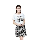 Lecpra(レクプラ) カジュアル 外着 ワンピース マタニティ 授乳服 ホワイト ブラック ( M L XL ) 半袖 (M, 黒)