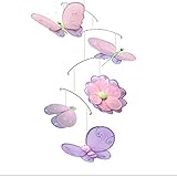 Hanging Mobile Pink Purple Green Hailey Butterfly Dragonfly Ladybug Flower Bee Nylon Mesh Mobiles De