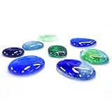 お庭の装飾に。ガラスのおはじき ボンボン 青緑系