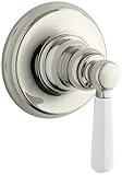 KOHLER K-T10595-4P-SN Bancroft Transfer Valve Trim with White Ceramic Lever Handle, Valve Not Includ