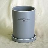 インテリアポット ナチューレ シリンダー H12cm グレー 皿付 【4個入り】 ／植木鉢