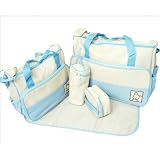 5pcs Multi-Function Baby Diaper Nappy Bag/ Mummy Changing Set Handbag, Large Bag, Small Bag, Feeding
