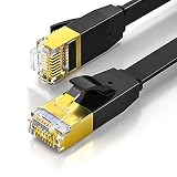LANケーブル CAT7 1M 高速安定 フラット 厚さ2mm 企業用 ランケーブル カテゴリー7 家庭用 サーバー インターネット ケーブル パソコン用 業務用 ゲーム オンライン カーペット ツメ折れ防止 (1m, ブラック)