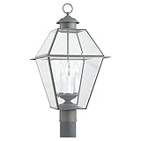 Sea Gull Lighting 8258-71 Outdoor Post Mount with Clear Beveled?Glass Shades, Antique Bronze Finish 