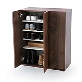 LOWYA （ロウヤ） シューズボックス 国産 洗える可動棚 リアル木目調 開き扉3杯 大容量収納 シューズラック 下駄箱 ブラウン