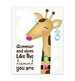 Playroom装飾、Giraffeキリン印刷、保育園、ベビーアート、幼児用壁アート、Glimmer and Shine、キリンアート、壁アート飾り、幼児用飾り、かわいい動物;ガーリー飾り、ベビーガー