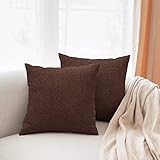 All Smiles クッションカバー 45x45cm おしゃれ 2枚セット 北欧 ふわふわ リネンっぽい ソファ背当て 無地 装飾枕カバー 座布団カバー 部屋飾り 洋室 車用 コーヒー色 ブラウン 茶褐色