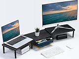 ETHU モニター台 デュアルモニタースタンド 机上台 幅109cm 2台モニター対応 角度調整可能 モニタースタンド ブラック