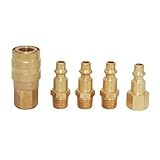 Baoblaze 全3タイプ　クイック　カプラーセット　エアーホース用　コネクター　金具　1/4 NPT工具アダプター　1/4 インチクイックカプラ　メスプラグ　オスプラグ - ゴールデン