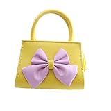 MissとMr　子供　ハンドバッグ　ミニバッグ キッズ 子供 女の子ラブリーバッグ　リボン 可愛いお出かけ (イエロー)