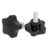 60mm Star Head M12x30mm Male Thread Screw on Clamping Knob Black 2pcs [並行輸入品]