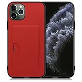 LOOF SKIN SLIM-SLOT レザー カード収納 スマホケース for iPhone 11 Pro 用 ケース カバー 背面 ストラップホール カードポケット シンプル 耐衝撃 薄型 軽量 leather [レッド]
