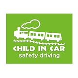 デザイン工房ＳＩＧＮＳ 車ステッカー Child in car 5 綺麗にはがせる 車 ステッカー SL 汽車 イエローグリーン