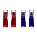 【赤青2色×2セット】 三菱鉛筆 ナノダイヤ 赤 青 2色 2セット シャープ カラー 替芯 0.5mm U05202NDC MITSUBISHI レッド ブルー + オリジナルロゴ入りシールつき