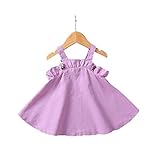 夏ベイビー服 女の子ワンピース 袖なし Pojour キッズ用かわいいドレス 子供ギフト 通気 綿 100cm パープル