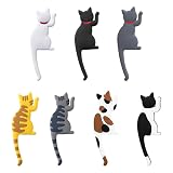WOVTE マグネットフック 猫しっぽ フック 7匹セット 3Dねこ 飾りマグネットフック 強力磁石 可愛い猫 猫グッズ 部屋 壁飾り 玄関 ドア 小物掛け メモ 掲示板 冷蔵庫用 ステッカー プレゼント…
