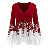 レディース Tシャツ Timsa 上着 朝顔花柄 アップリケ シフォンシャツ 長袖 v襟 トップス 修身 着痩せ 体型カバー カットソー おしゃれ 学生 制服 T-shirt スプライス フェイクイン