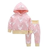 Zhhlinyuan Kids Girls 2 piece 長袖 Cute print Hoodies+Pants Outfits Infant ベビー Casual 衣類 Sets