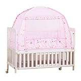ベビー蚊帳 通気性抜群で 蚊や虫の侵入を防ぎ 真夏の夜も安眠 蚊帳 カヤ ベビー用品 可愛い 折畳み 高品質 組立式 虫除け (ピンク)