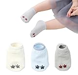 Ainial　ソックス　ベビー　女の子　男の子　春夏　靴下　綿　フットカバー　キッズ　ガールズ　ボーイズ　可愛い　星　ハート　柔らかい　薄手　新生児　赤ちゃん　滑り止め　快適　3足セット