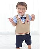 ベビー キッズ 赤ちゃん 子供服 洋装フォーマル 紳士風 男の子 半袖 重ね着風カバーオール ロンパース 春夏 結婚式 お宮参り 七五三 節句 入園式 入学式 出産祝い ギフトBaby0170