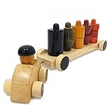 プリミ・パッシ 木のおもちゃ 棒通し トレーラーワゴン