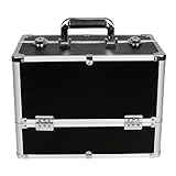 [プロ仕様]Hapilife メイクボックス トレイ付き プロ用 大容量 コスメボックス 化粧品収納 大型ボックス ブラック