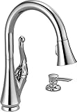 Delta Faucet 16968-SD-DST Talbott, Single Handle Pull-Down Kitchen Faucet with Soap Dispenser, Chrom