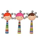 JETTINGBUY 1 Pcs Wooden Rattles Cartoon Smiling Face Kids Baby Infant Educational Toy by JETTINGBUY