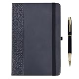 WEYEAH クラシックスタイルのハードシェルノートブック ボールペン付き 100g の厚くて滑らかな筆記用紙 横罫,128ページ 21.5