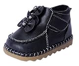 (ラボーグ) La Vogue ベビー 子供靴 ブーツ ボア付き 皮靴 赤ちゃん 新生児 出産祝い 歩行サポート 中綿シューズ 女の子 あったか 可愛い (12.2cm, Cブラック)