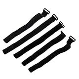 SODIAL(R) 5ｘ黒いフックとループストラップファスナー　バックルスタイルケーブルタイ　再使用可能なストラップ　2.5CM X 30CM