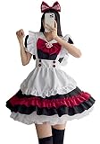 [FULINE] メイド服 ハロワイン コスプレ ワンピース ロリータ cos 大きいサイズ 萌え 制服 文化祭 学園祭 衣装 撮影 可愛い ゴスロリ 初心者 セット レッド L