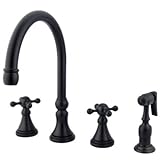 Kingston Brass KS2795KXBS 8-Inch Deck Mount Kitchen Faucet with Brass Sprayer, Oil Rubbed Bronze [並行