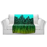 ブランケットウルトラソフトFuzzy 4サイズ！DIANOCHEデザインからby Julia Di Sano Forest Trees AquaライムグリーンホームDecor Unique Desig