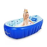 TIDLT バスタブ ベビー用インフレータブルタブ 環境保護PVC素材 ベビーおもちゃプール 新生児用品 厚くすることは、座ったり、寝ることができます ブルー (色 : 青)