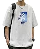 [Fosroe] Tシャツ メンズ 半袖 夏服 かわいいクマの絵柄 大きいサイズ ゆったり 柔らかい 快適 トップス 男女兼用 夏服 white-3XL