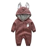 エルフ ベビー(Fairy Baby)赤ちゃん着ぐるみ カバーオール ロンパース フード付き うさぎ耳 長袖防寒着 73cm 茶褐色